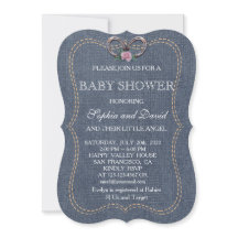 Western oud Denim Hoefijzer BABY SHOWER Uitnodigen
