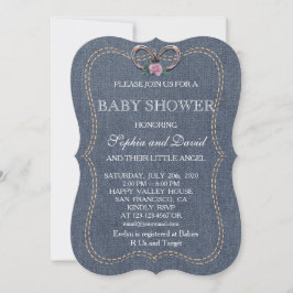 Western oud Denim Hoefijzer BABY SHOWER Uitnodigen Kaart