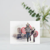 Western paar cowboy hond briefkaart (Staand voorkant)