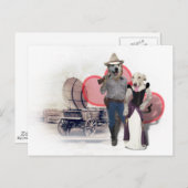 Western paar cowboy hond briefkaart (Voorkant / Achterkant)