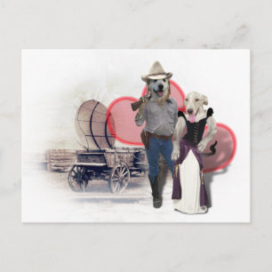 Western paar cowboy hond briefkaart