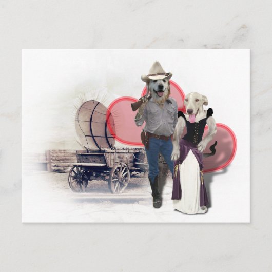 Western paar cowboy hond briefkaart (Voorkant)