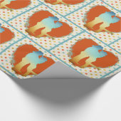 Western paar met hart- en pooldots cadeaupapier (Hoek)