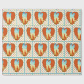 Western paar met hart- en pooldots cadeaupapier (Vlak)