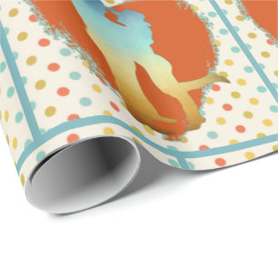 Western paar met hart- en pooldots cadeaupapier