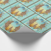 Western paar op leder en Stripe achtergrond Cadeaupapier (Hoek)