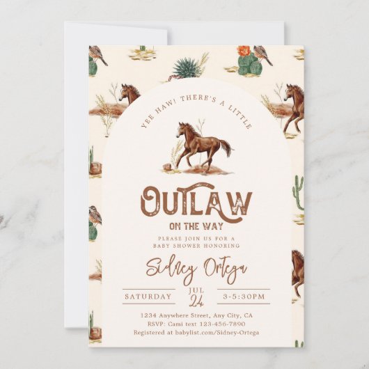 Western Paard Baby shower Uitnodiging (Voorkant)