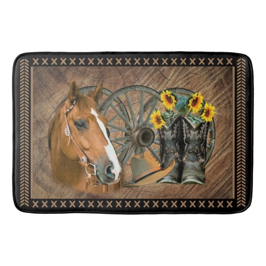 Western paard Cowboy Boots Cowboy Pet Wagon Wiel Badmat (Voorkant)