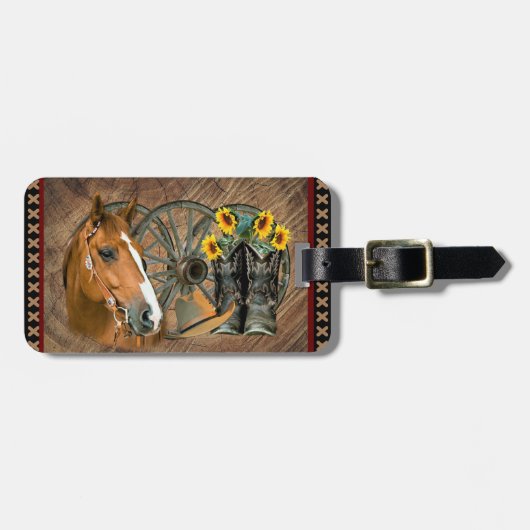 Western paard Cowboy Boots Cowboy Pet Wagon Wiel Bagagelabel (Voorkant horizontaal)