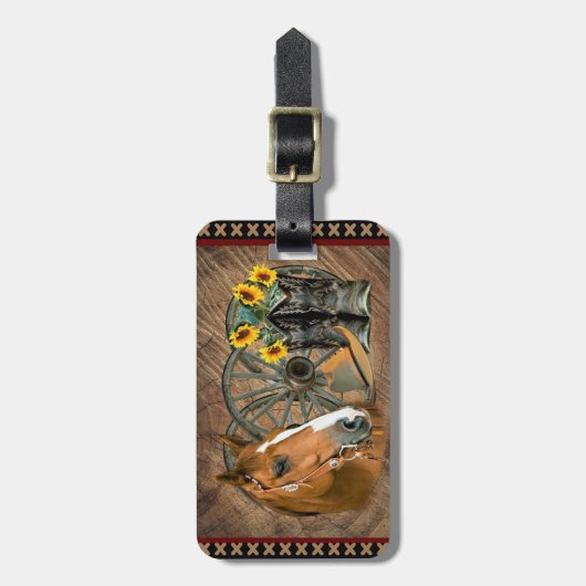 Western paard Cowboy Boots Cowboy Pet Wagon Wiel Bagagelabel (Voorkant verticaal)