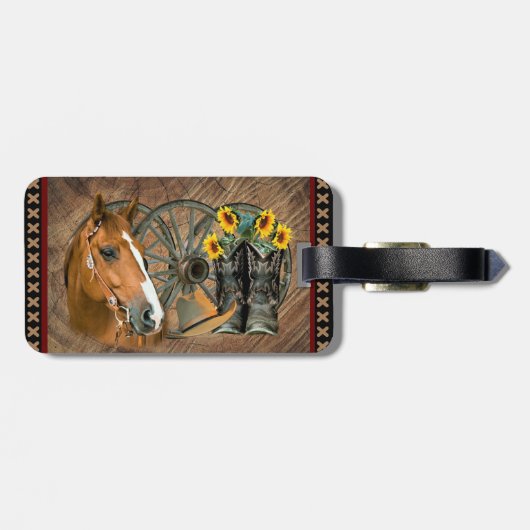 Western paard Cowboy Boots Cowboy Pet Wagon Wiel Bagagelabel (Achterkant horizontaal)