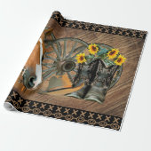 Western paard Cowboy Boots Cowboy Pet Wagon Wiel Cadeaupapier (Uitgerold)