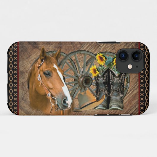 Western paard Cowboy Boots Cowboy Pet Wagon Wiel Case-Mate iPhone Case (Achterkant (horizontaal))