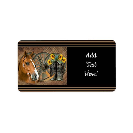 Western paard Cowboy Boots Cowboy Pet Wagon Wiel Etiket (Voorkant)