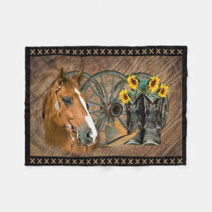Western paard Cowboy Boots Cowboy Pet Wagon Wiel Fleece Deken