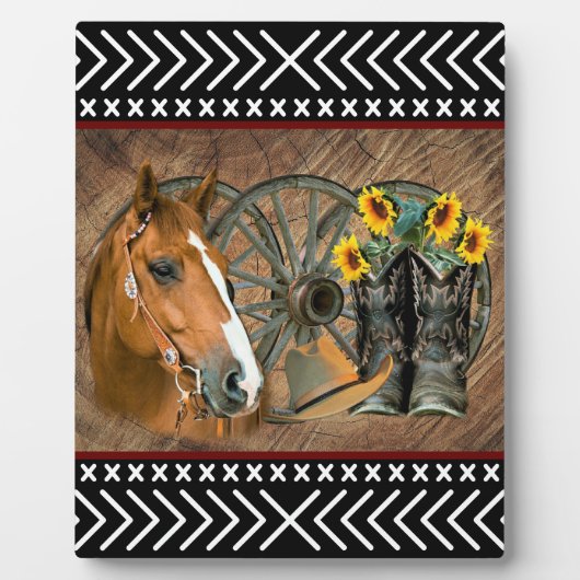 Western paard Cowboy Boots Cowboy Pet Wagon Wiel Fotoplaat (Voorkant)