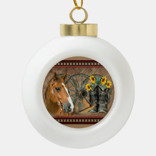 Western paard Cowboy Boots Cowboy Pet Wagon Wiel Keramische Bal Ornament