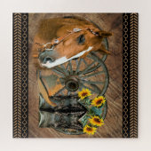 Western paard Cowboy Boots Cowboy Pet Wagon Wiel Legpuzzel (Horizontaal)
