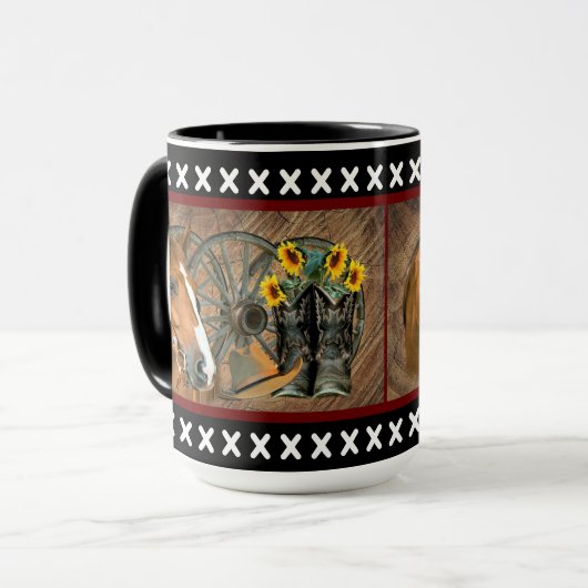 Western paard Cowboy Boots Cowboy Pet Wagon Wiel Mok (Voorkant links)