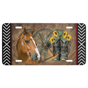 Western paard Cowboy Boots Cowboy Pet Wagon Wiel Nummerplaat