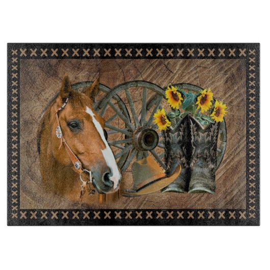 Western paard Cowboy Boots Cowboy Pet Wagon Wiel Snijplank (Voorkant)