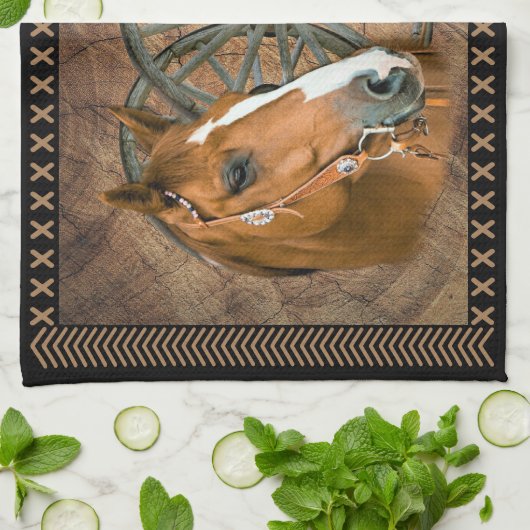 Western paard Cowboy Boots Cowboy Pet Wagon Wiel Theedoek (Gevouwen)