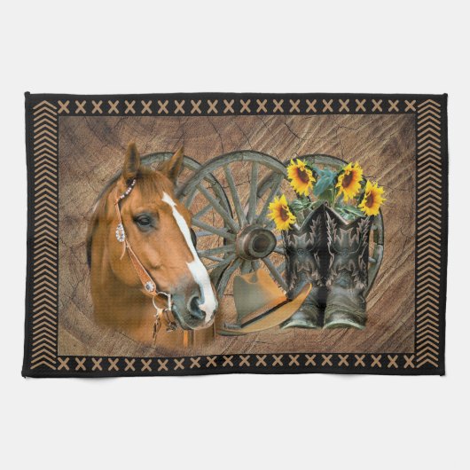 Western paard Cowboy Boots Cowboy Pet Wagon Wiel Theedoek (Horizontaal)