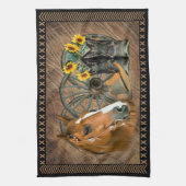 Western paard Cowboy Boots Cowboy Pet Wagon Wiel Theedoek (Verticaal)