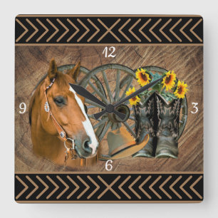 Western paard Cowboy Boots Cowboy Pet Wagon Wiel Vierkante Klok