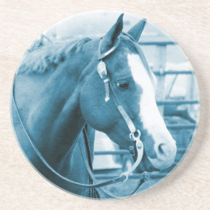 Western paard in de schaduw van blauw zandsteen onderzetter