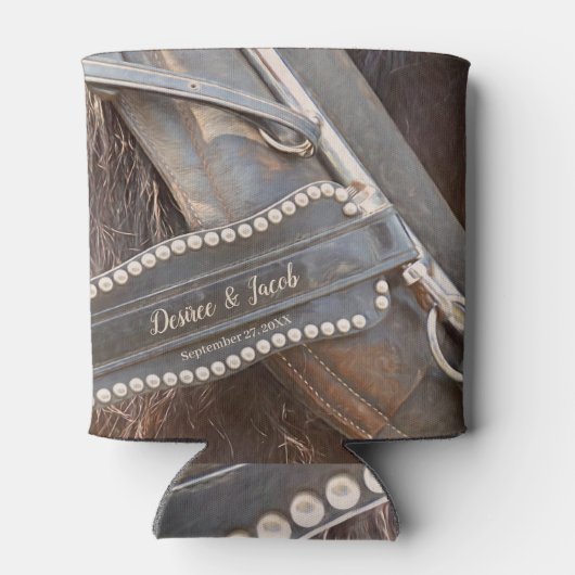 Western paard Rustic Wedding Brown Blikjeskoeler (Achterkant)