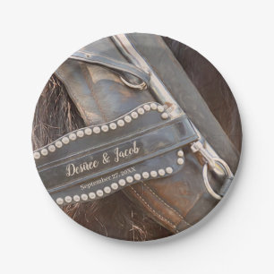 Western paard Rustic Wedding Brown Papieren Bordje