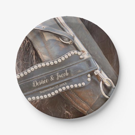 Western paard Rustic Wedding Brown Papieren Bordje (Voorkant)