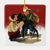 Western paard voor kerstmis Keramisch Ornament (Achterkant)