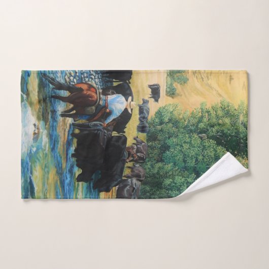 Western paard/zwarte Angus rundveestapel/cowboy Handdoek (Handdoek)