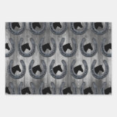 Western Paardenranch Hoefijzer & Grijze houten pla Inpakpapier Vel (Voorkant)