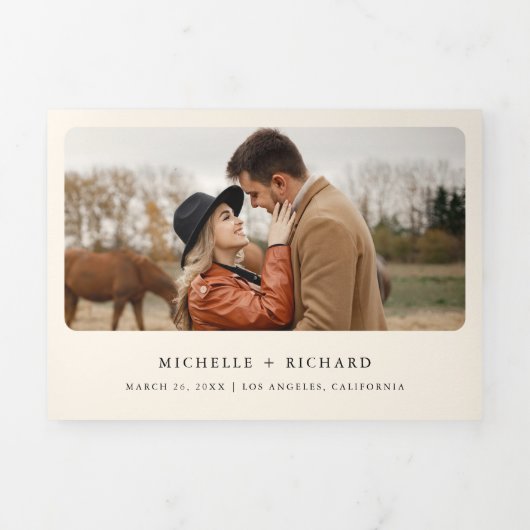 Western paardrij alles in één bruiloft drieluik uitnodiging (Cover)