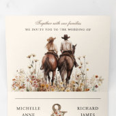 Western paardrij alles in één bruiloft drieluik uitnodiging (Binnenzijde eerst)