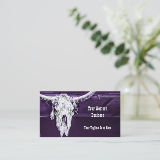 Western Paars Witte Rustige Koe Visitekaartje (Staand voorkant)