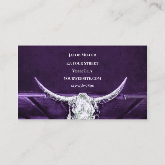 Western Paars Witte Rustige Koe Visitekaartje (Achterkant)