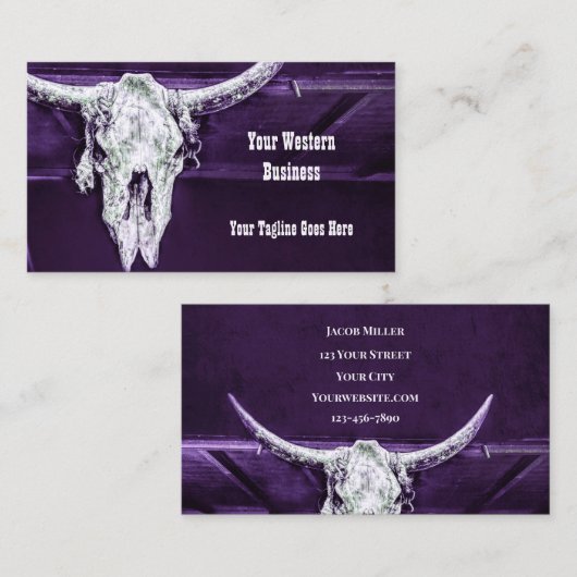 Western Paars Witte Rustige Koe Visitekaartje (Voorkant / Achterkant)
