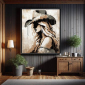Western Painted Cowgirl Art Print Poster 