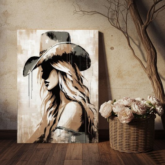 Western Painted Cowgirl Art Print Poster 