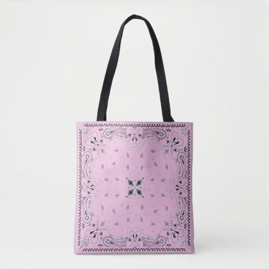 Western Paisley Pink Bandana Print Cowgirl Tote Bag (Voorkant)