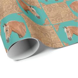 Western palominopaard en -leder afdrukken cadeaupapier