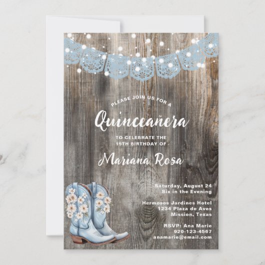 Western Papel Picado Quinceanera Verjaardagsfeest Kaart (Voorkant)