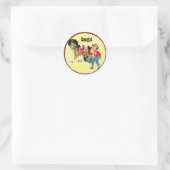Western partijmeisje met paardenSticker Ronde Sticker (Tas)