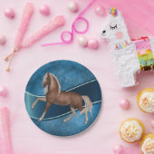 Western partijpaard op blauwe achtergrond papieren bordje (Feest)