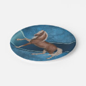 Western partijpaard op blauwe achtergrond papieren bordje (Gekanteld)