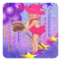 Western Party Baby Cowgirl Op Stick Horse